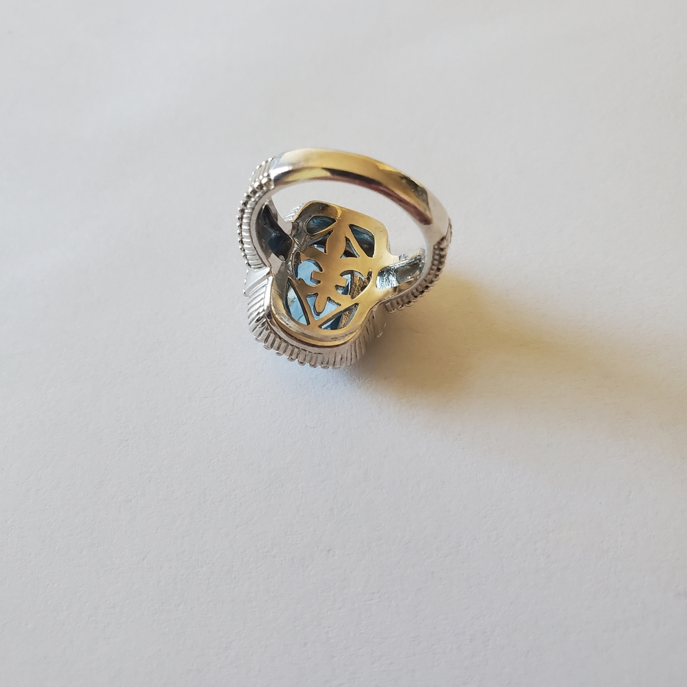 Judith Ripka Blue Topaz & Diamonique Ring, Size 6 - Picture 5 of 8